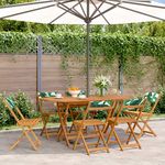 VIDAXL Chaises de jardin pliantes lot de 6 vert tissu et bois massif