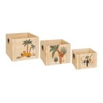 Atmosphera Kids Lot de 3 Cagettes Enfant  Jungle  34cm Beige