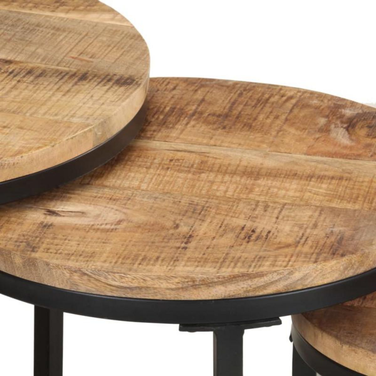 VIDAXL Tables d appoint 3 pcs Bois de manguier brut