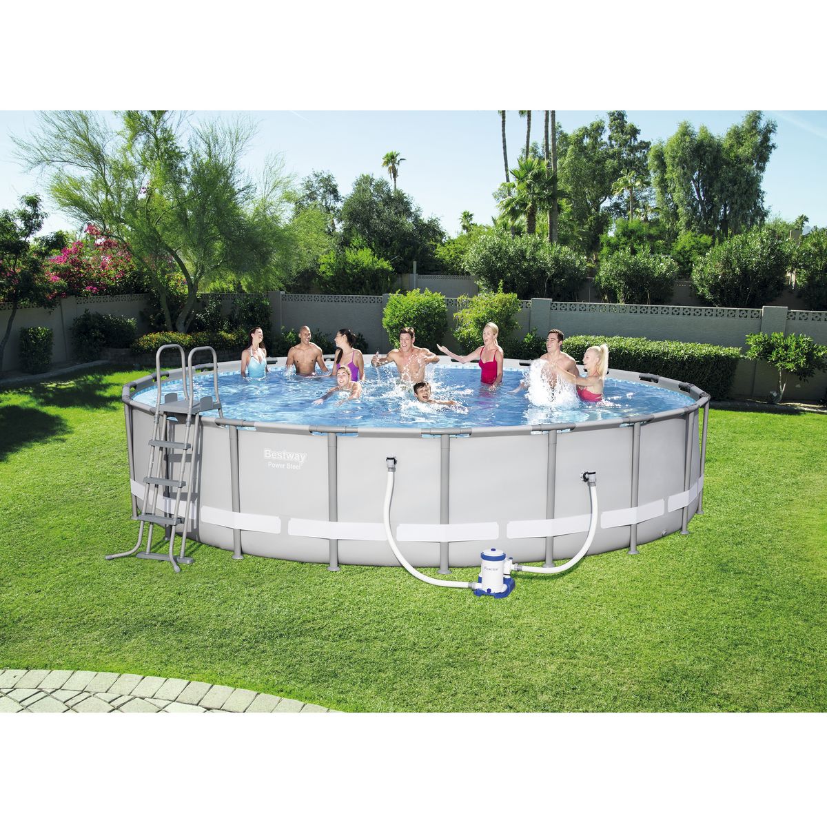 BESTWAY Piscine tubulaire ronde 6,10x1,22m Steel Frame