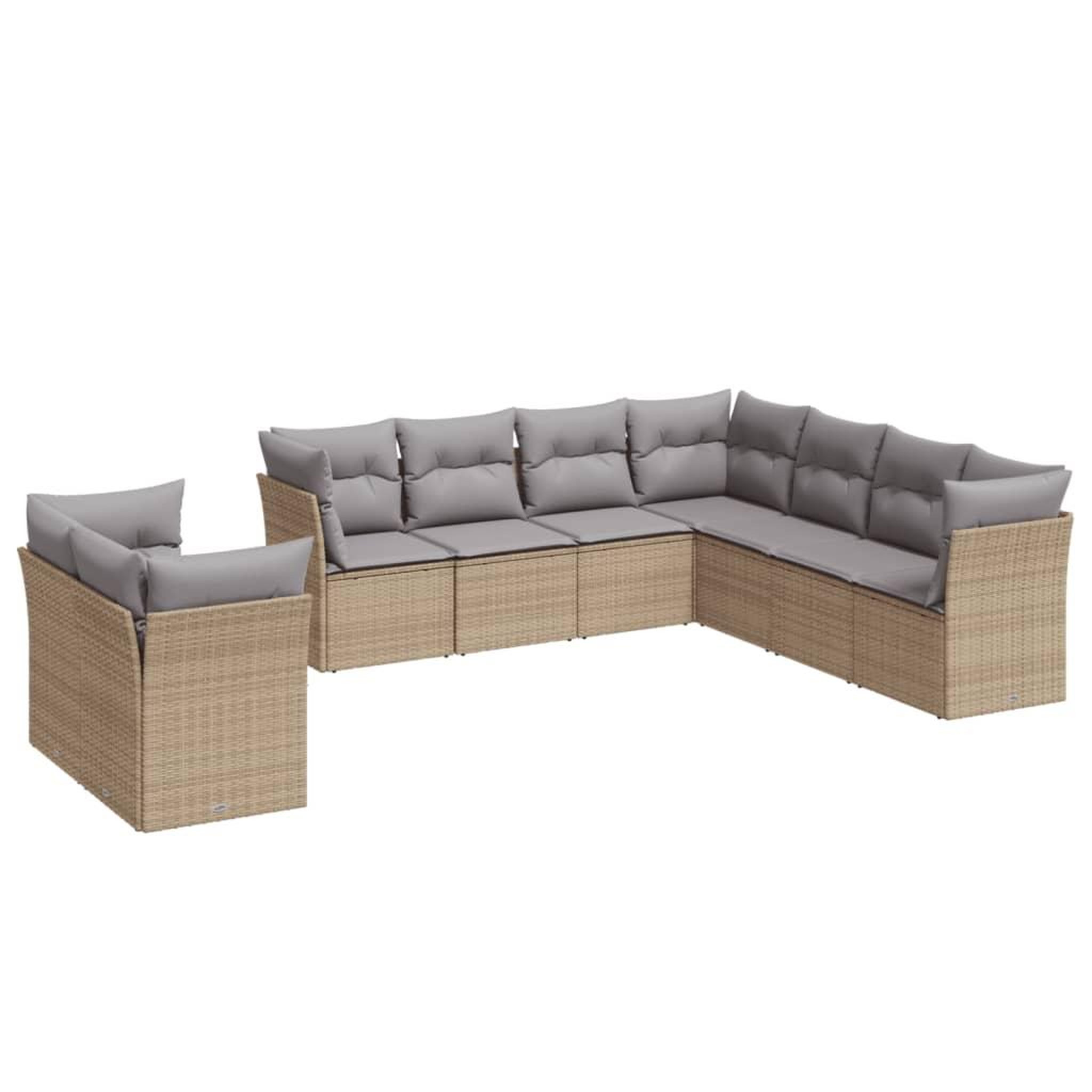 Voir la diapositive 2 : VIDAXL Salon de jardin avec coussins 9 pcs beige resine tressee