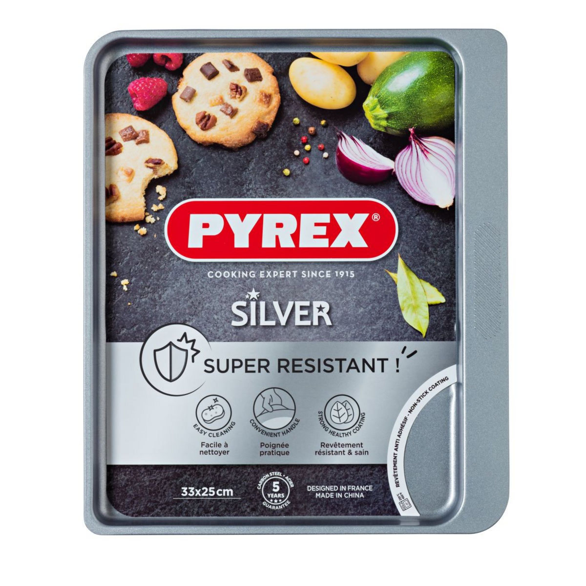 PYREX Plaque de cuisson 33x25cm en métal MAGIC SILVER