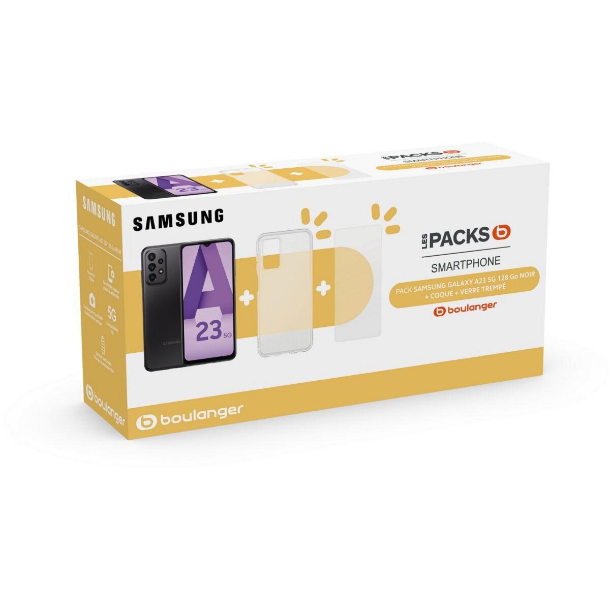 Pack Smartphone Samsung A23 5G 128Go avec Coque de Protection au
