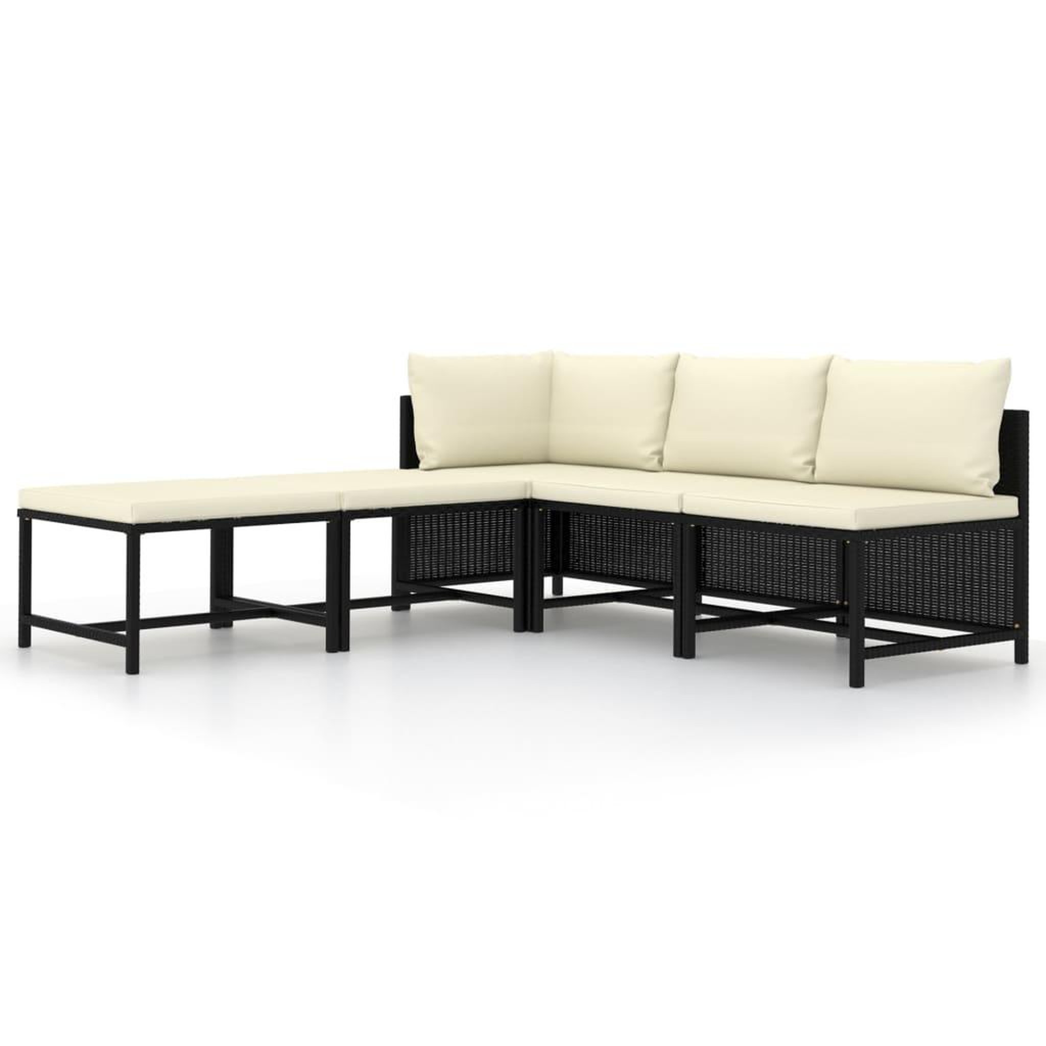 Voir la diapositive 2 : VIDAXL Salon de jardin 5 pcs avec coussins noir resine tressee