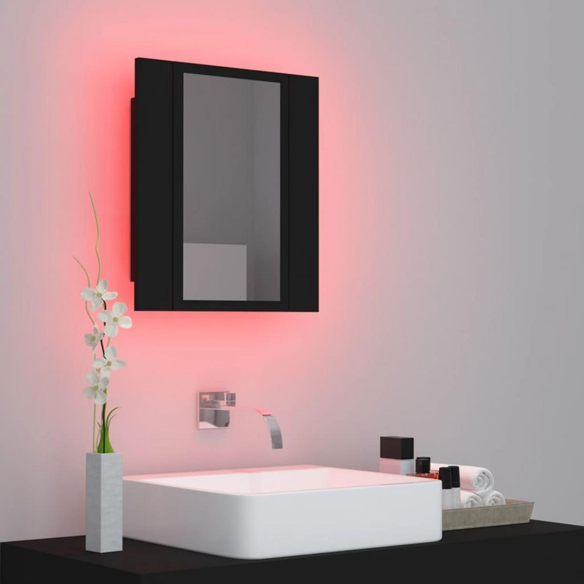 VIDAXL Armoire a miroir de salle de bain LED Noir 40x12x45cm Acrylique