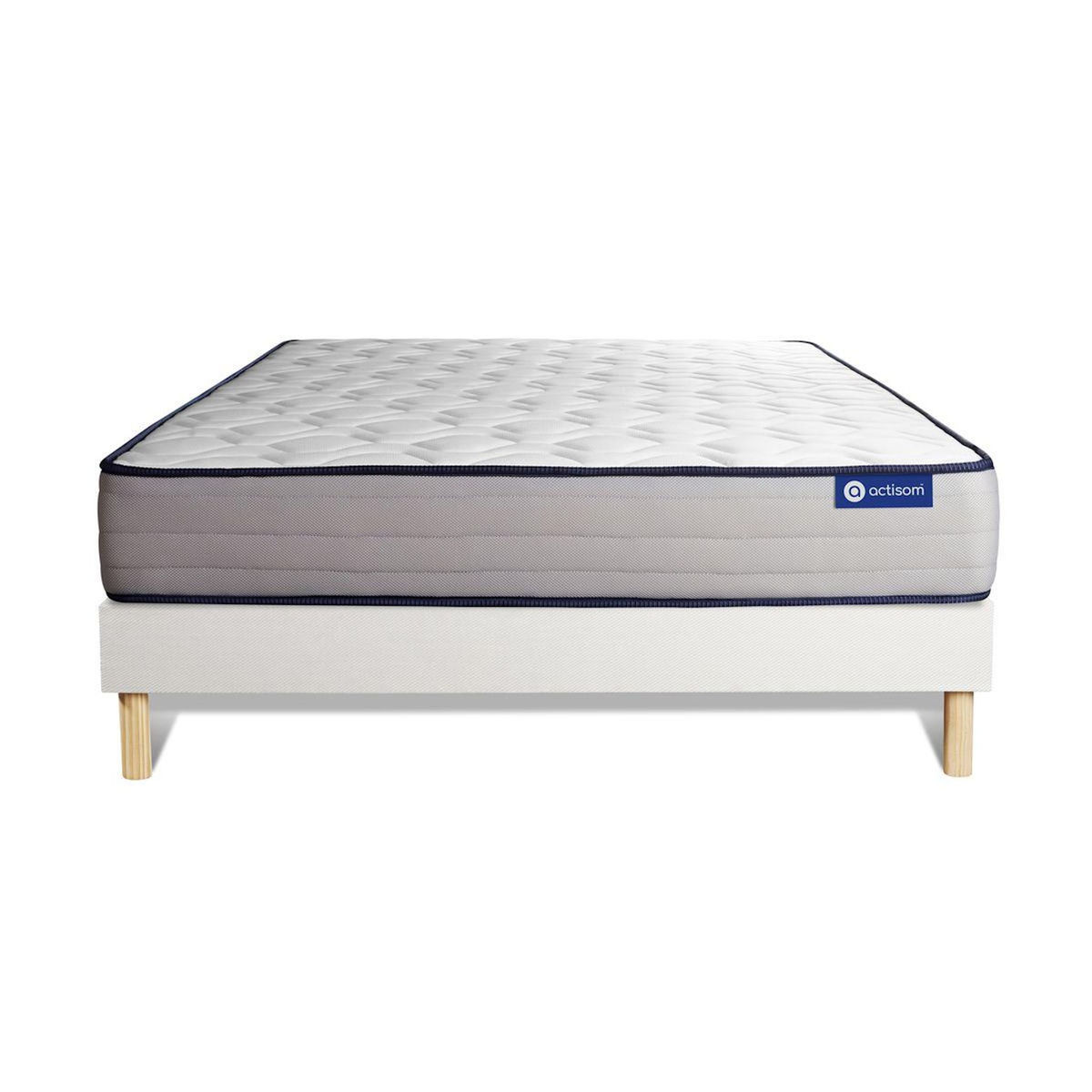 ACTISOM Ensemble matelas Latex et Mémoire de forme ACTILATEX FORM 160x200 cm 5zones de confort + sommier KIT blanc