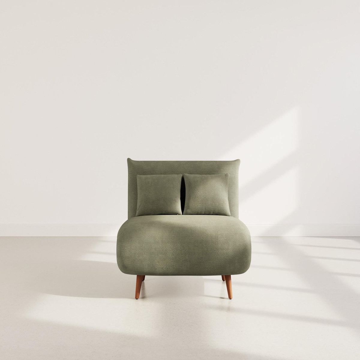 BEST MOBILIER Lumi - banquette convertible clic-clac 1 place en velours côtelé