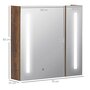 Voir la diapositive 3 : KLEANKIN Miroir lumineux LED armoire murale design de salle de bain 2 en 1 dim. 70L x 15l x 65H cm MDF aspect bois