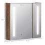 Voir la diapositive 3 : KLEANKIN Miroir lumineux LED armoire murale design de salle de bain 2 en 1 dim. 70L x 15l x 65H cm MDF aspect bois