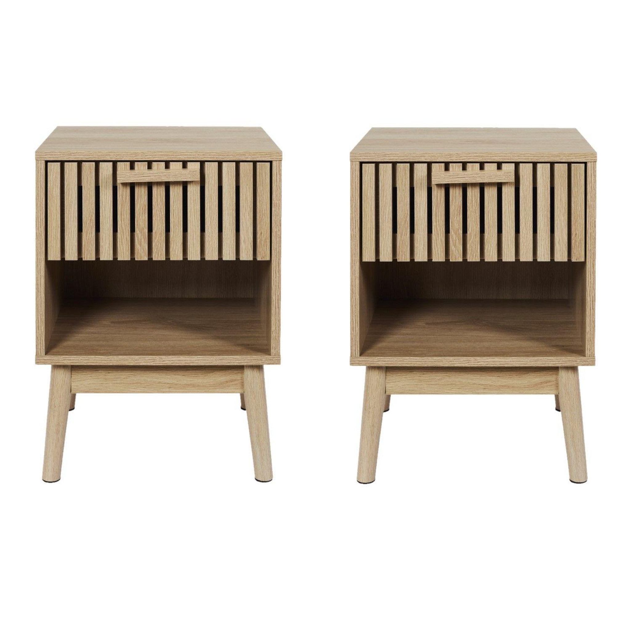 TOILINUX Lot de 2 tables de chevet 1 tiroir saulk en bois - marron