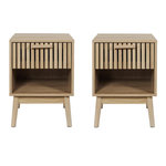 The Home Deco Factory Lot de 2 tables de chevet 1 tiroir Saulk en bois - Marron