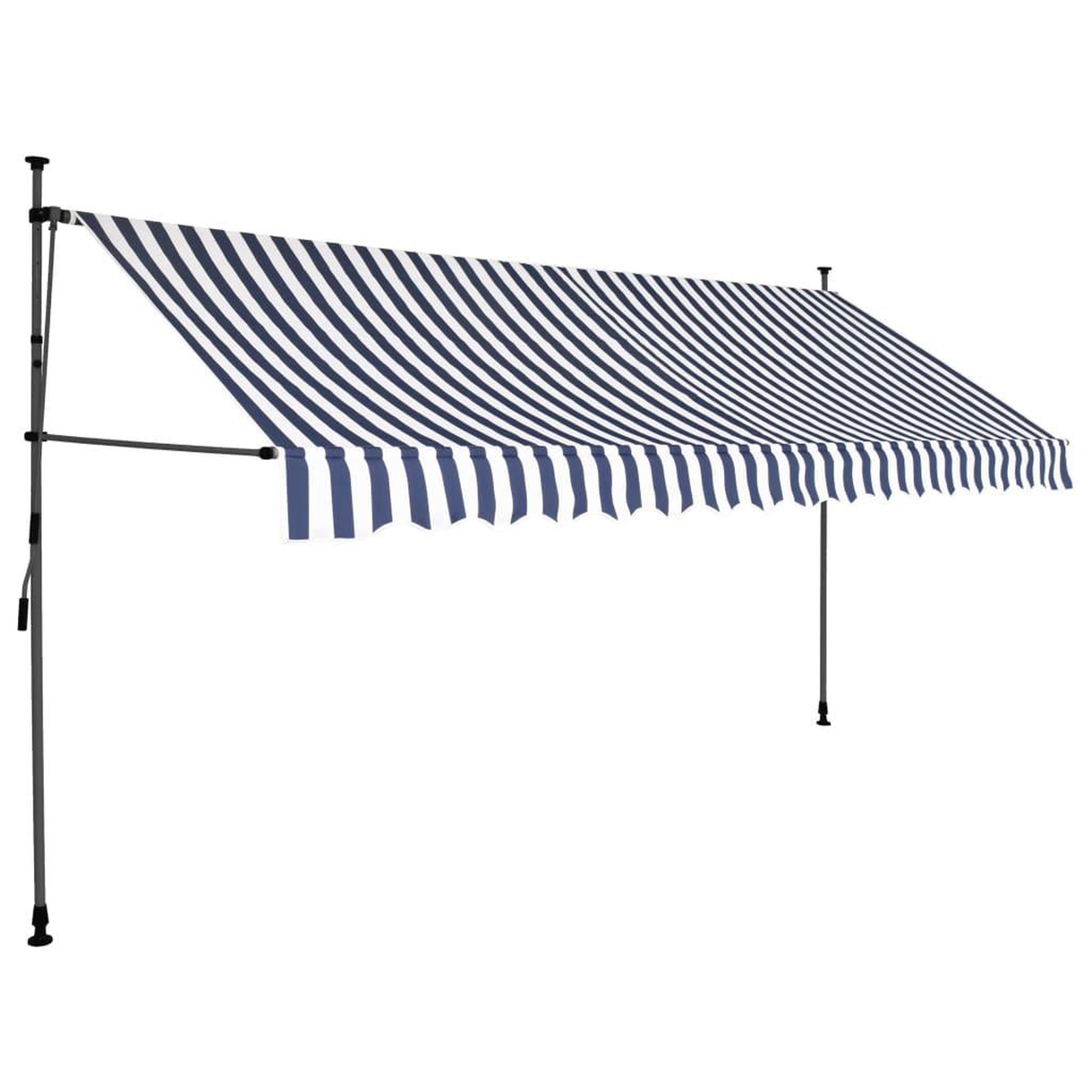 Voir la diapositive 2 : VIDAXL Auvent manuel retractable avec LED 400 cm Bleu et blanc
