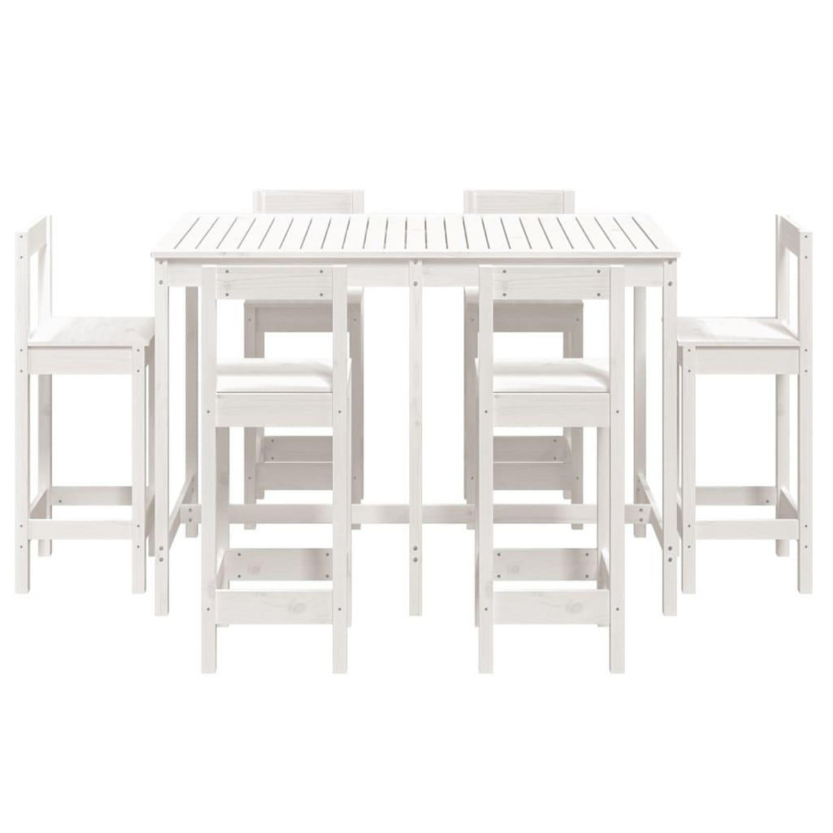 VIDAXL Ensemble de bar de jardin 7 pcs blanc bois de pin massif