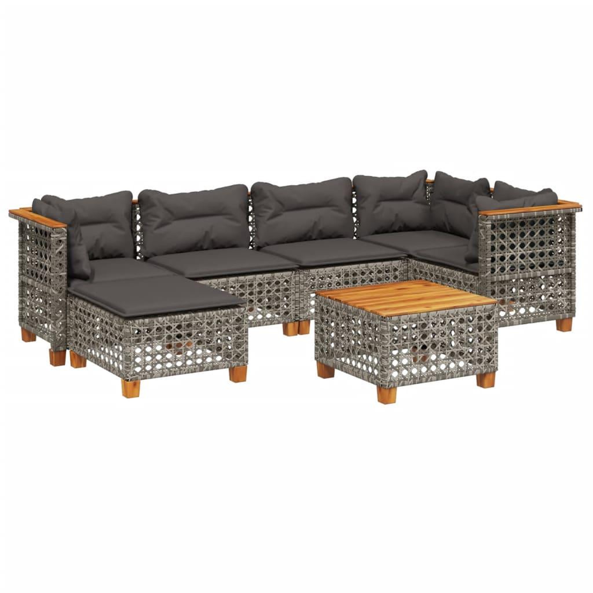 Voir la diapositive 2 : VIDAXL Salon de jardin avec coussins 7 pcs gris resine tressee