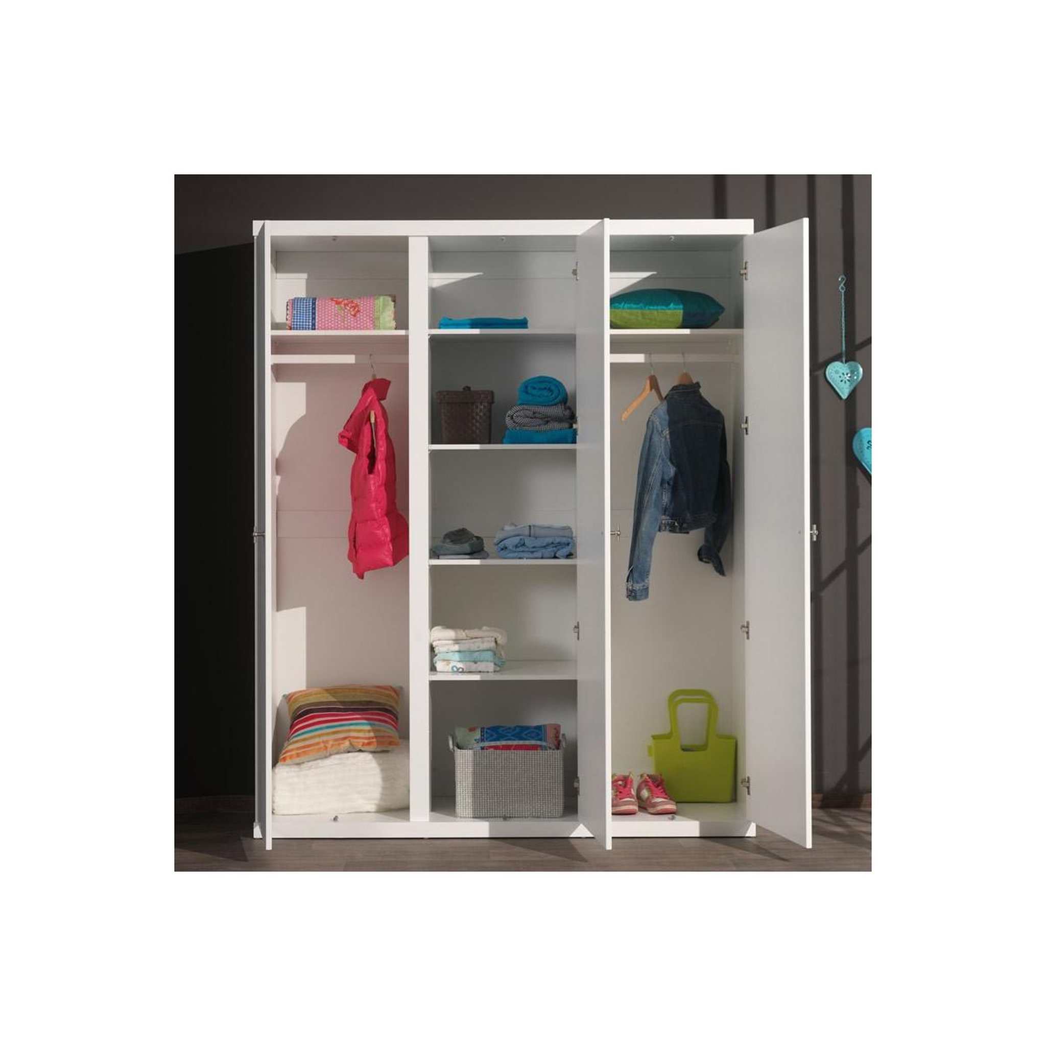Voir la diapositive 2 : Paris Prix Armoire 3 portes  robin  204cm blanc