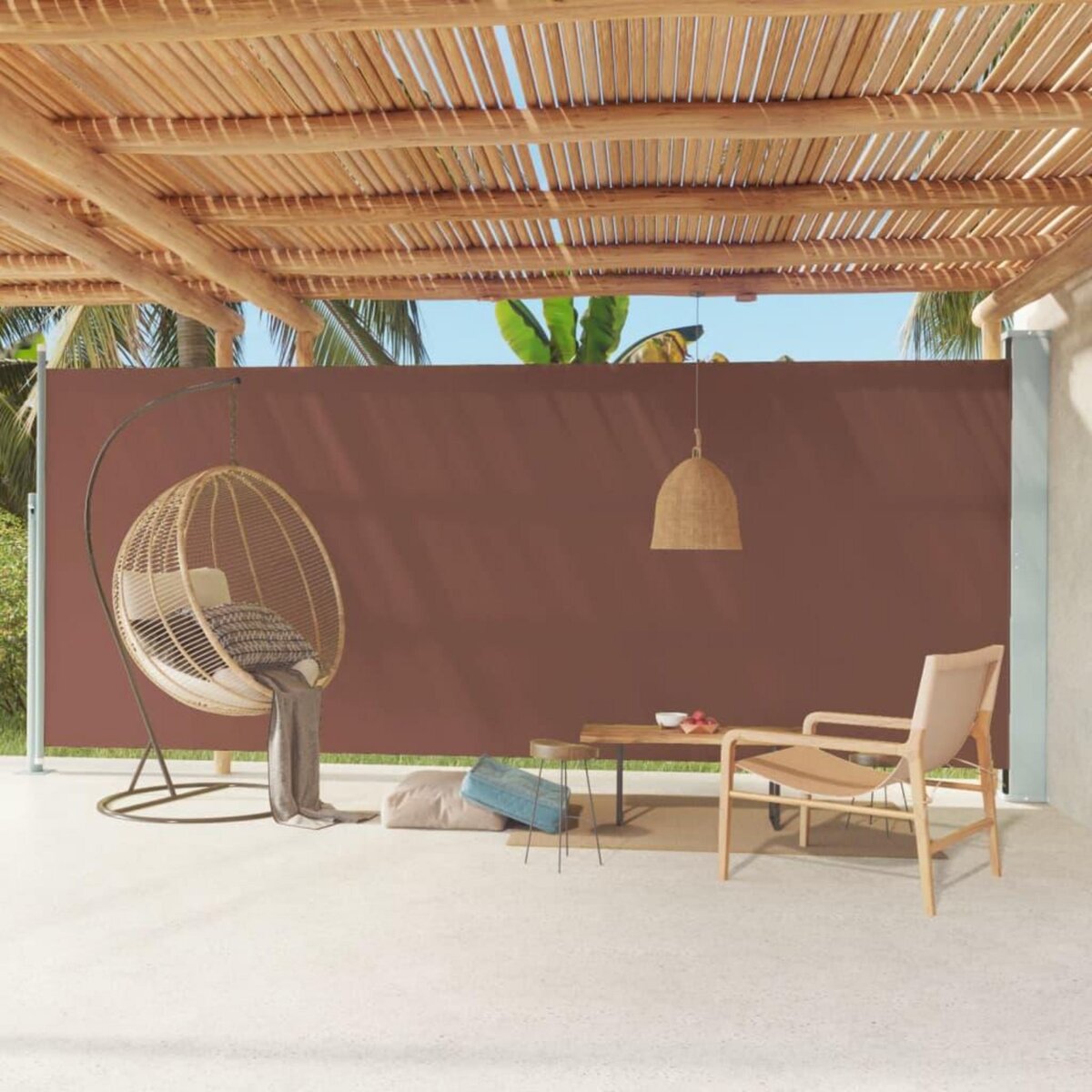 VIDAXL Auvent lateral retractable de patio 220x600 cm Marron