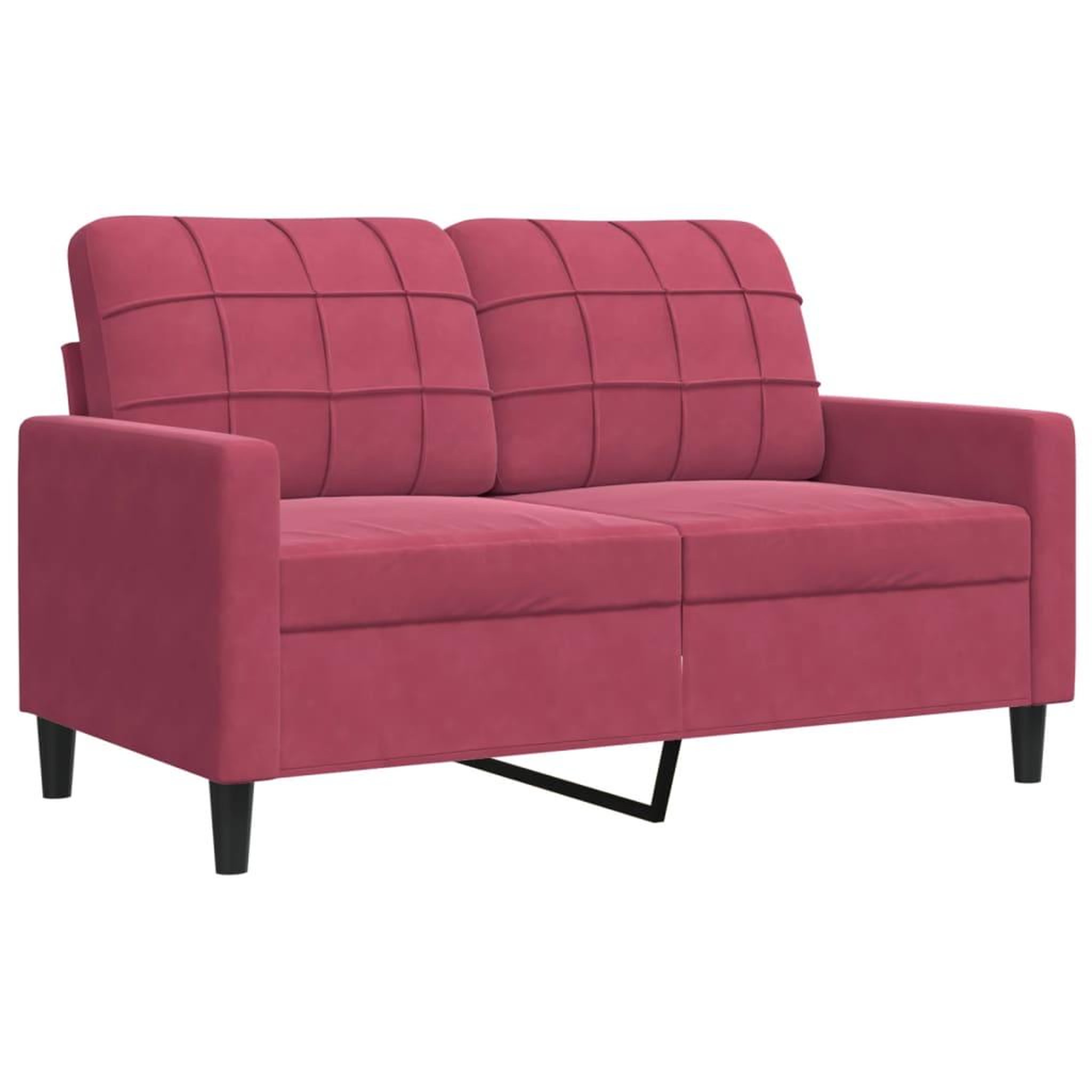 Voir la diapositive 2 : VIDAXL Canape a 2 places Rouge bordeaux 120 cm Velours
