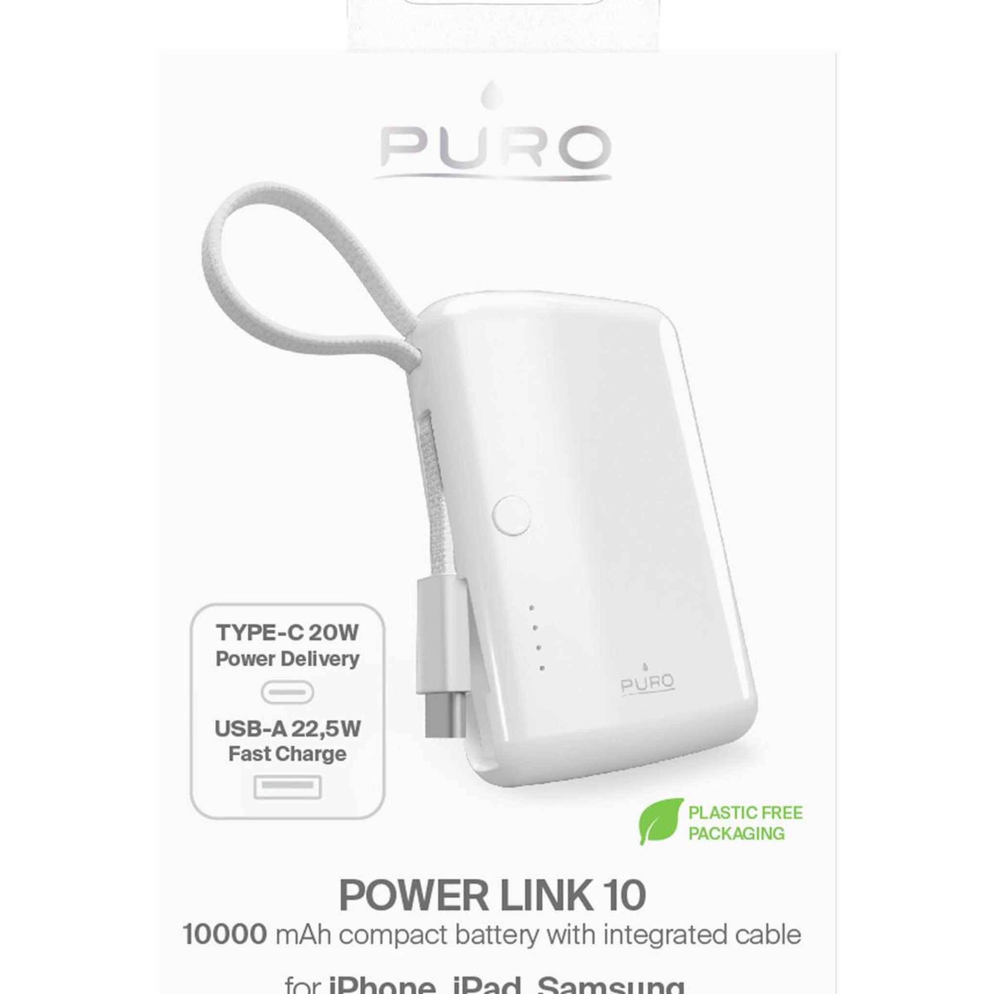 Voir la diapositive 3 : Puro PURO Power Link 10 10000 mAh Blanc