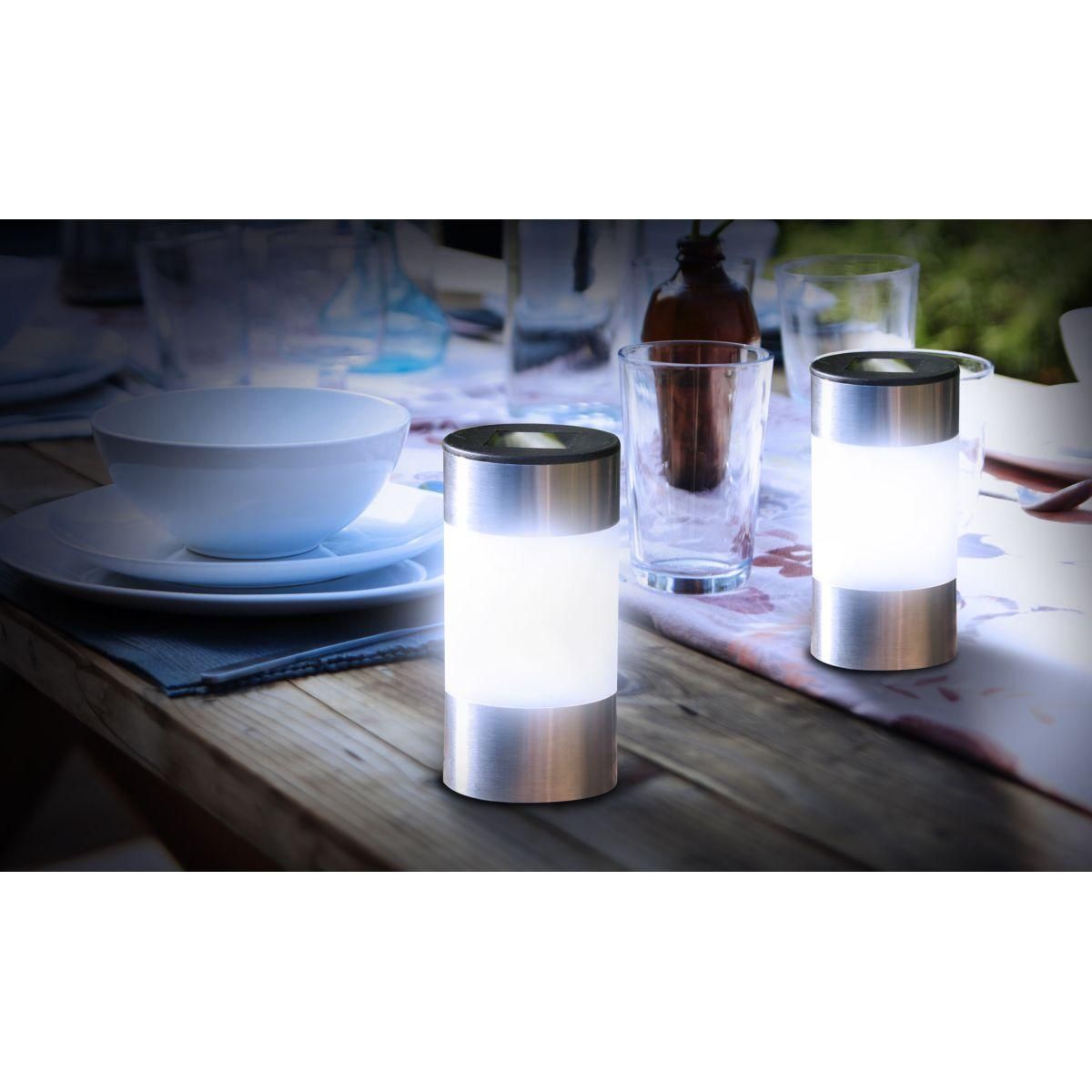 Inkazen Lot de 4 bornes solaire à planter ou à poser Gris - INOXIA