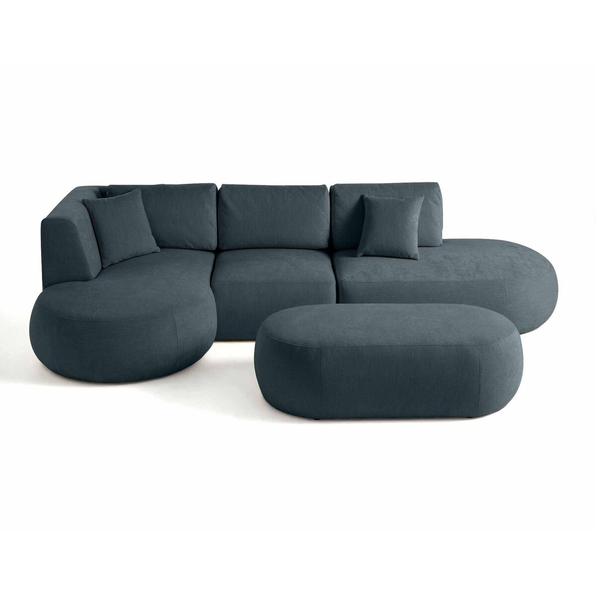 LISA DESIGN Santorini - canapé modulable d'angle gauche + pouf - 5 places - en tissu texturé