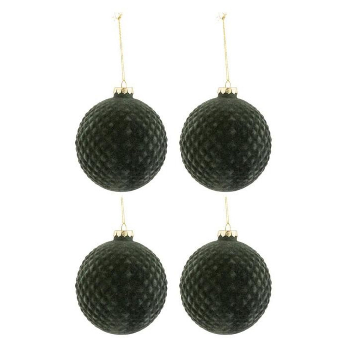 Paris Prix Lot de 4 Boules de Noël  Motifs  10cm Vert Foncé