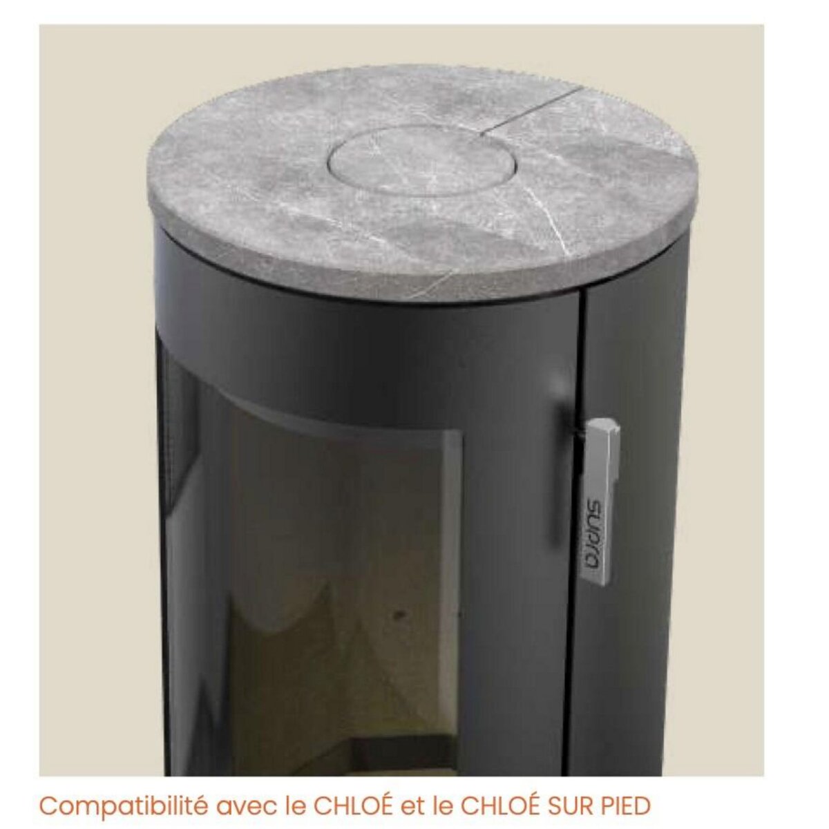 Supra Pierre ollaire avec effet gris clair - compatible poêle à bois modèle CHLOE - économie de chaleur