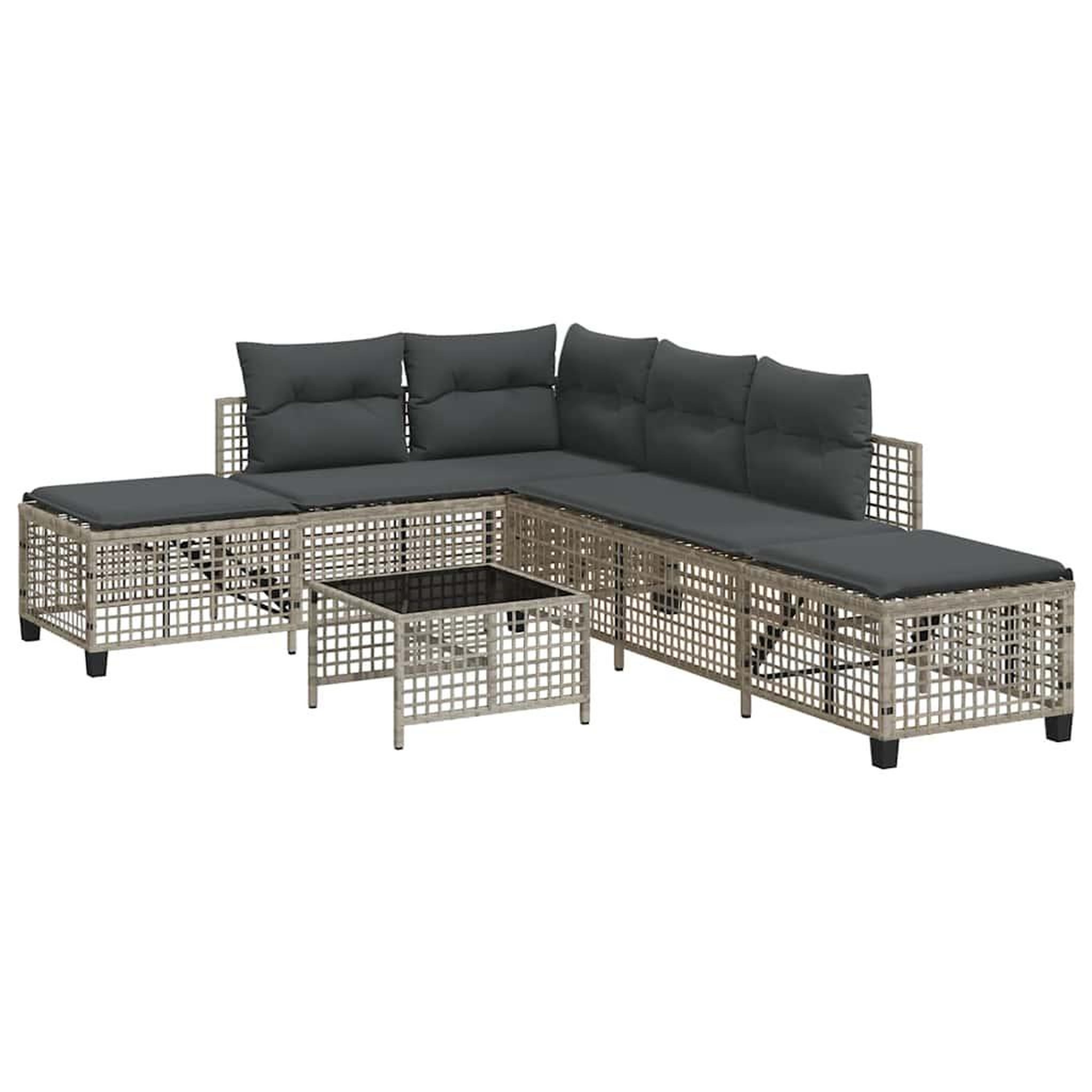 Voir la diapositive 2 : VIDAXL Salon de jardin d'angle avec coussins 3 pcs gris clair rotin