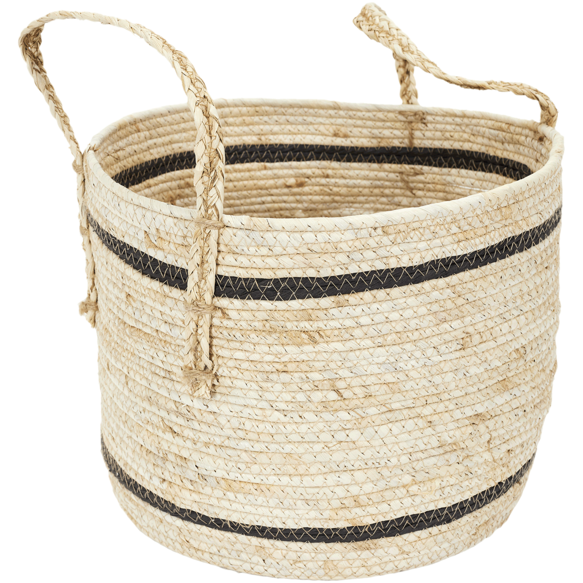 TOILINUX Lot de 3 Paniers en fibre de maïs - Beige et Noir