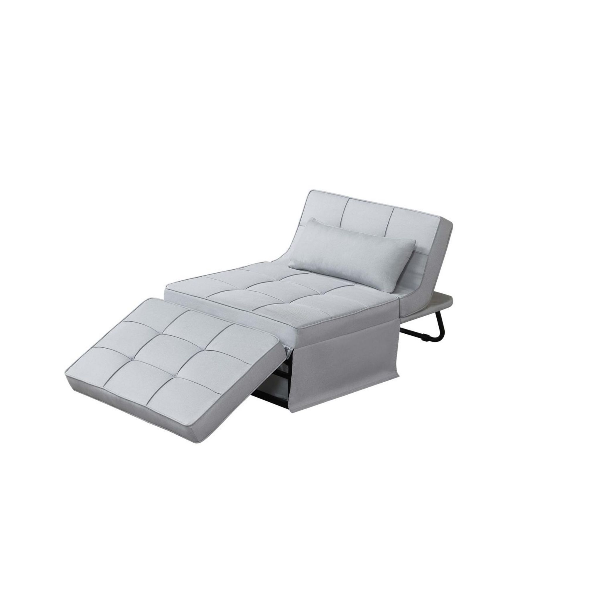 CONCEPT USINE Fauteuil pouf ottoman gris 3 en 1 OTA