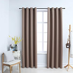VIDAXL Rideaux occultants avec anneaux en metal 2 pcs Taupe 140x245 cm