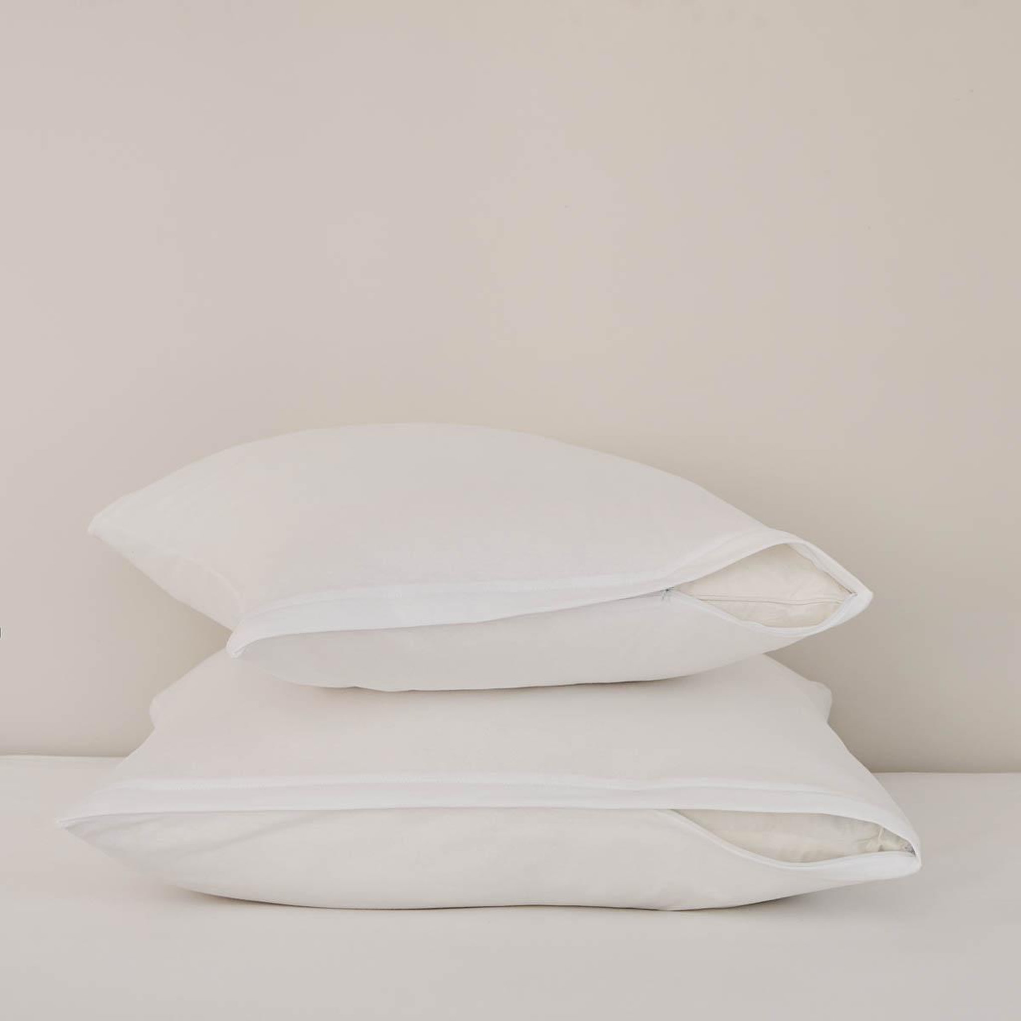 DUNLOPILLO Lot de 2 protège oreillers jersey de coton. Coloris disponibles : Blanc