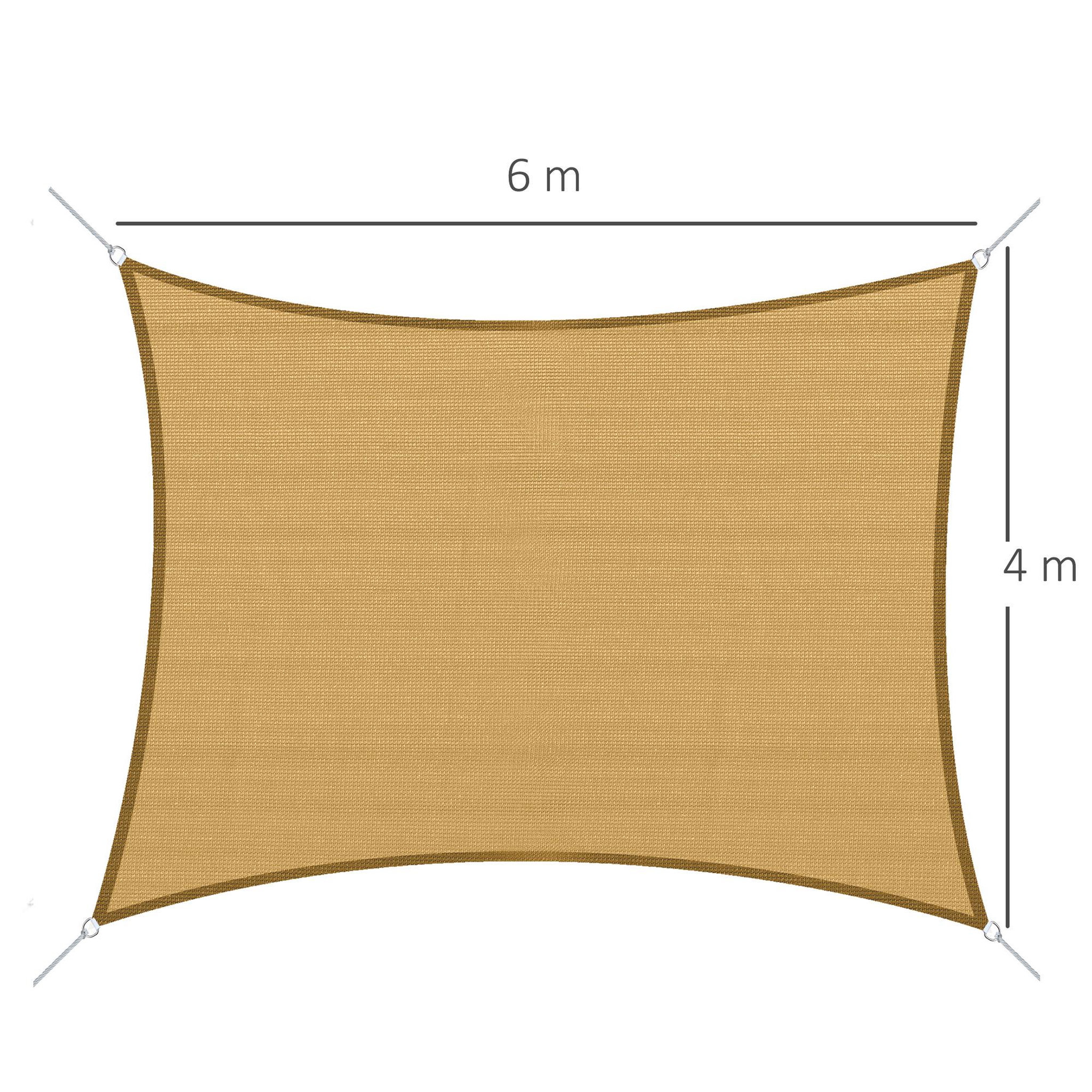 Voir la diapositive 3 : OUTSUNNY Voile d'ombrage toile solaire rectangulaire 6L x 4l m HDPE jaune