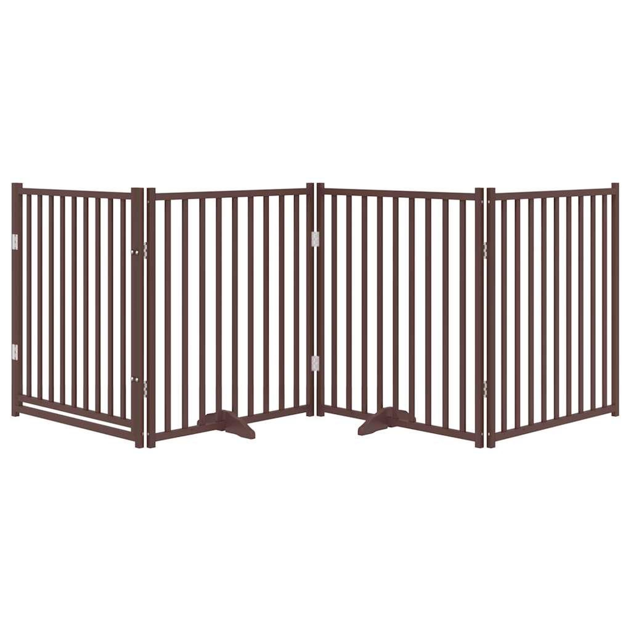 Voir la diapositive 3 : VIDAXL Barriere pour chiens avec porte 4 panneaux bois de sapin massif
