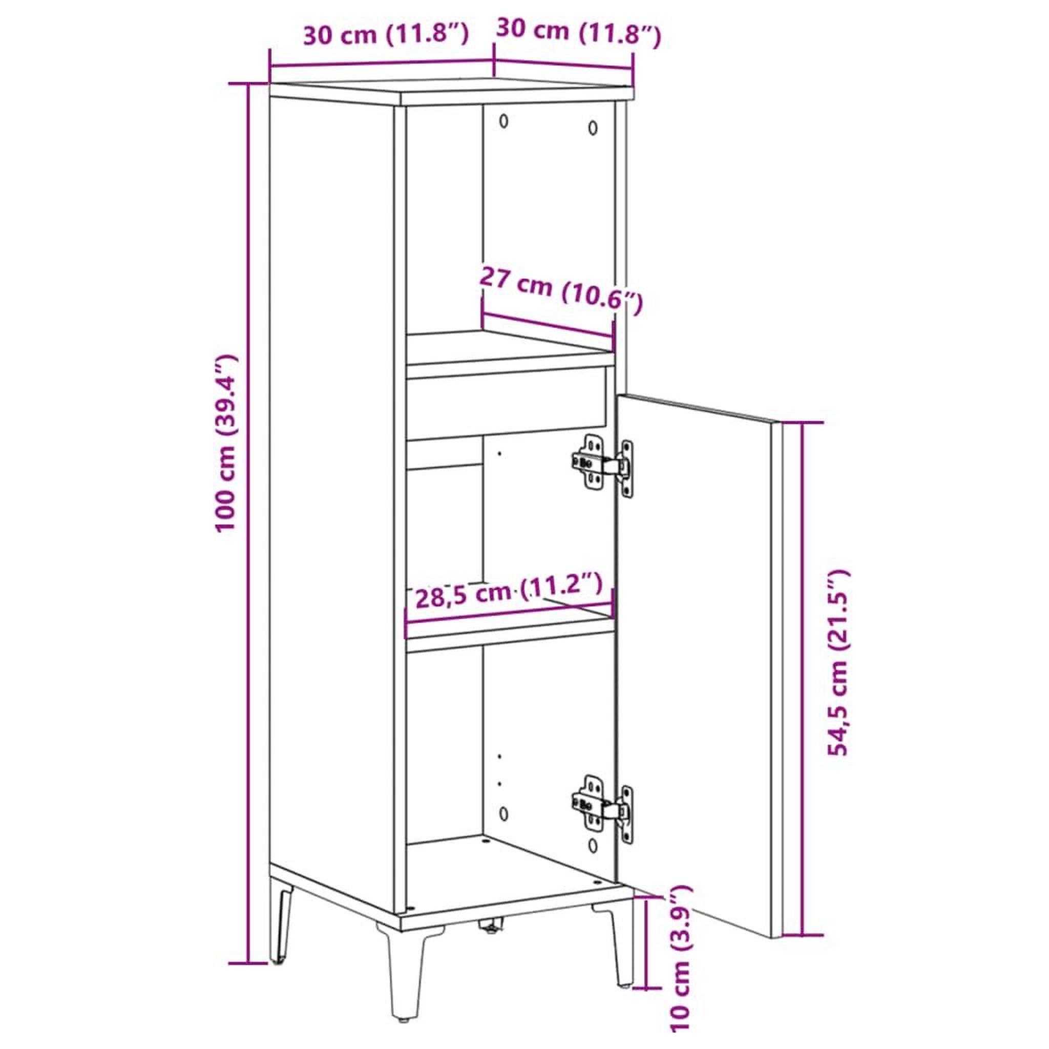 Voir la diapositive 6 : VIDAXL Armoire salle de bain chene sonoma 30x30x100 cm
