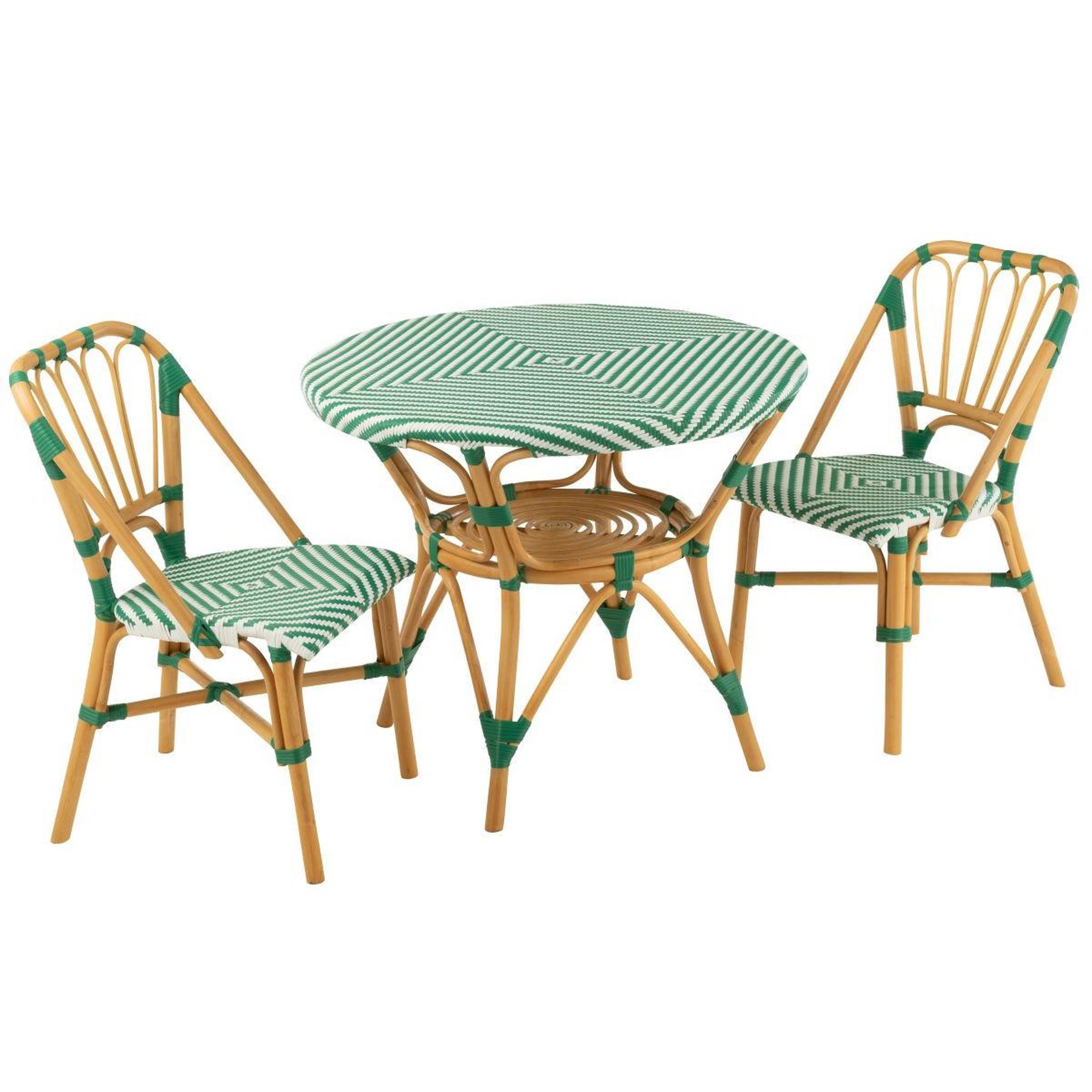 Voir la diapositive 6 : J-LINE Table à manger en rotin  danial  90cm vert foncé