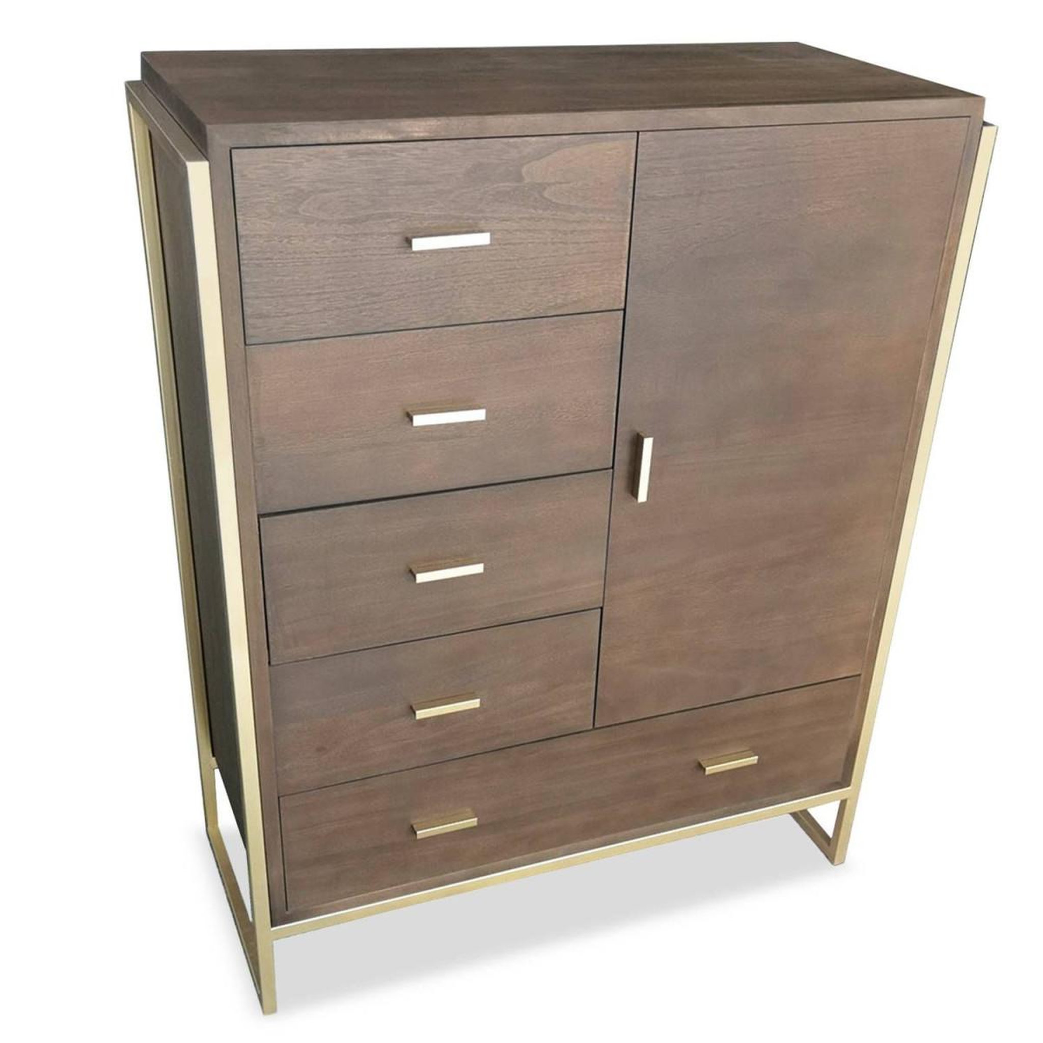 Voir la diapositive 3 : Paris Prix Buffet 5 tiroirs & 1 porte  bynard  112cm marron & or