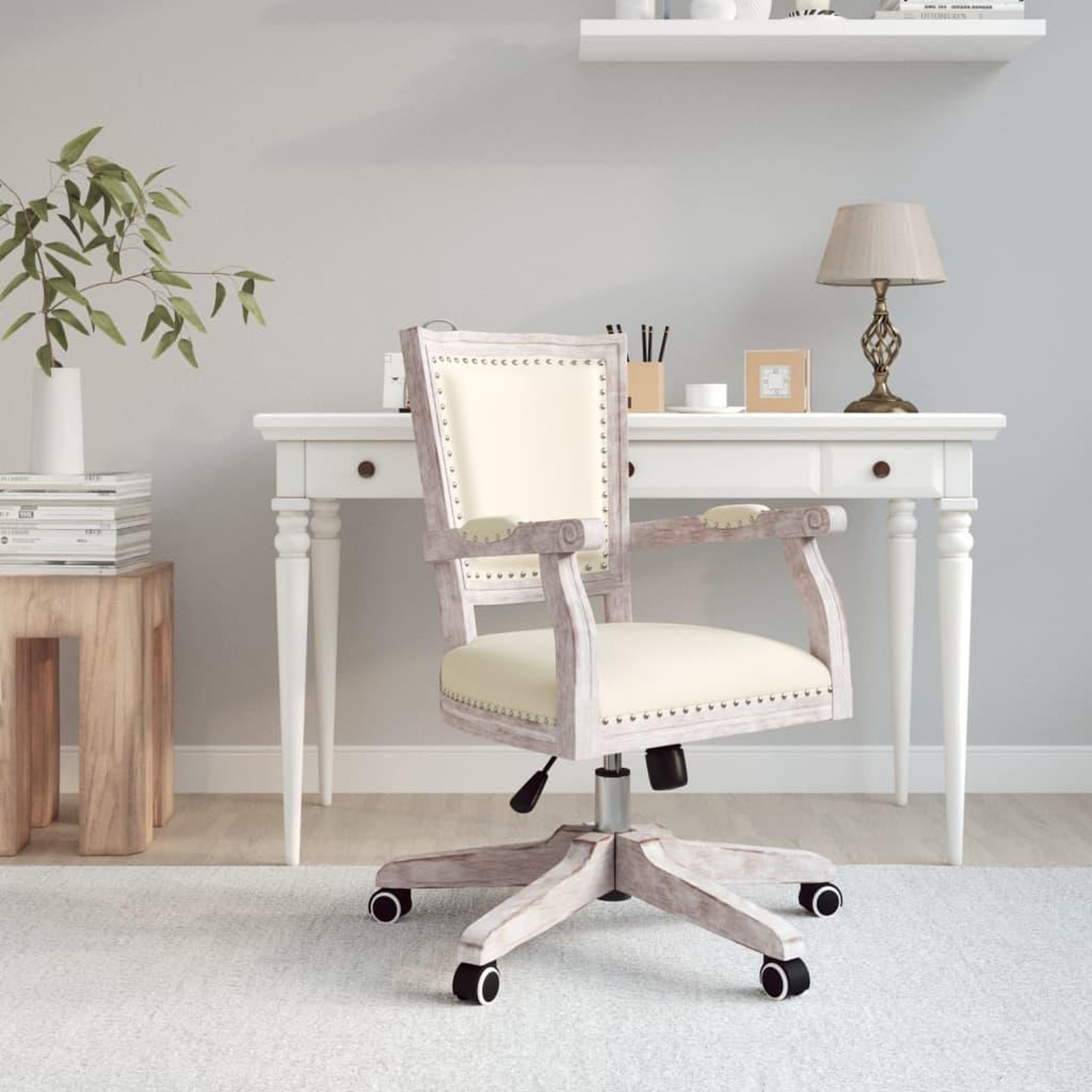 Voir la diapositive 1 : VIDAXL Chaise de bureau pivotante lin