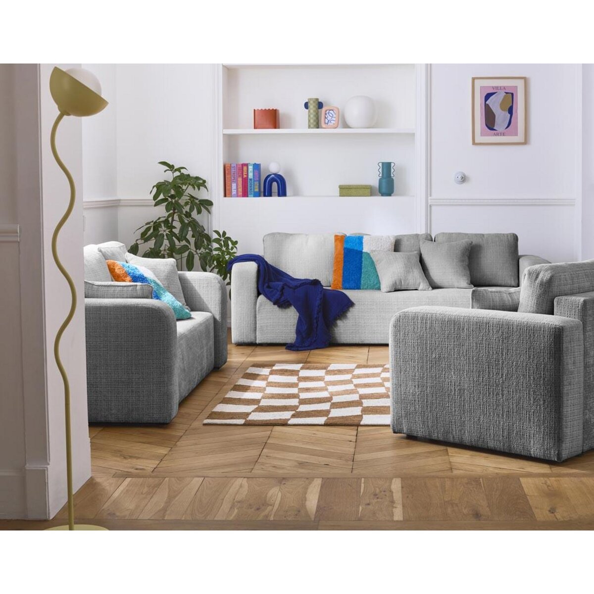 BEST MOBILIER Miro - canapé droit 2 places - en velours texturé