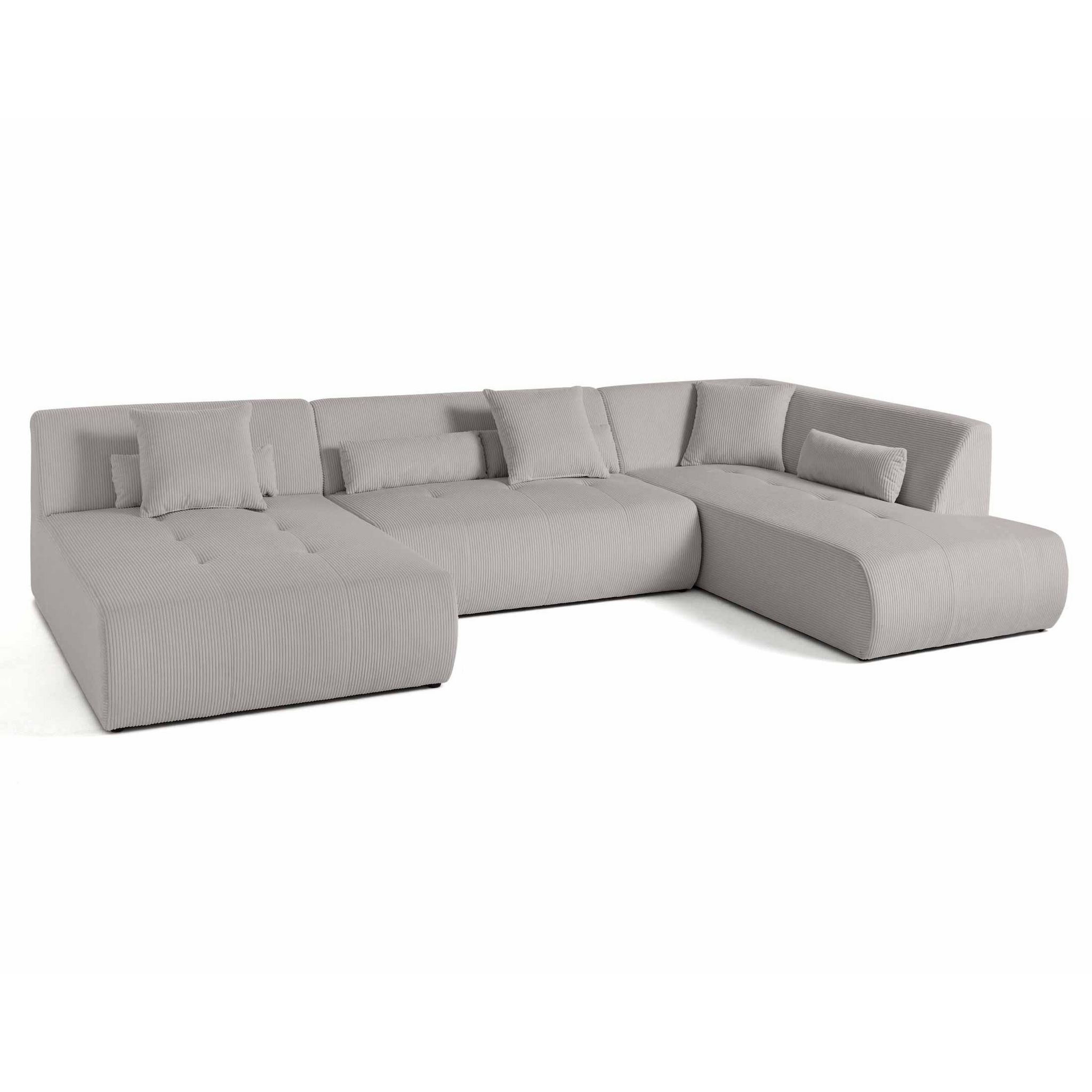 LISA DESIGN Onyx - canapé panoramique modulable d'angle droit 7 places - en velours côtelé. Coloris disponibles : Beige, Orange, Bleu, Vert, Noir