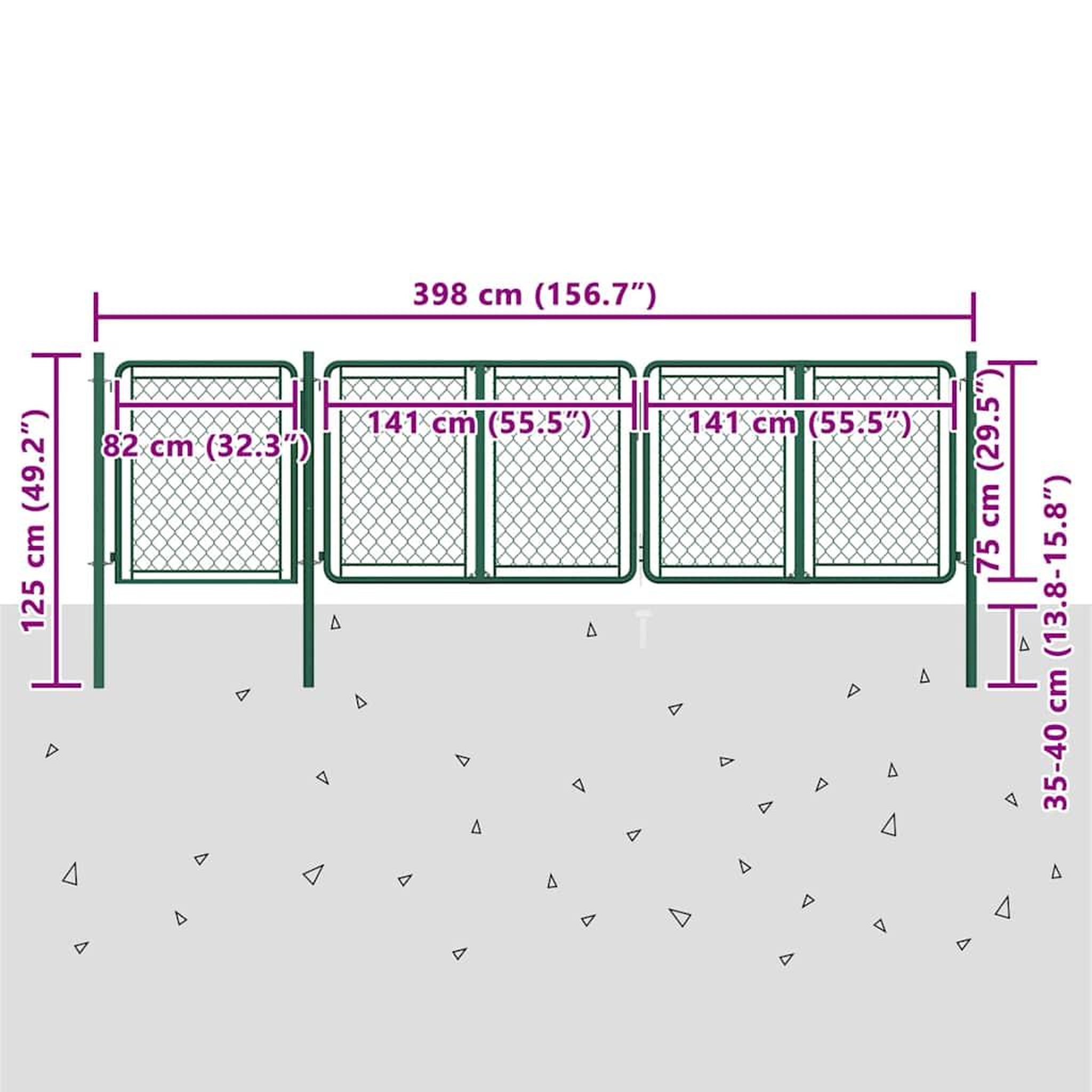 Voir la diapositive 5 : VIDAXL Portail de jardin en acier vert 400 x 75 cm