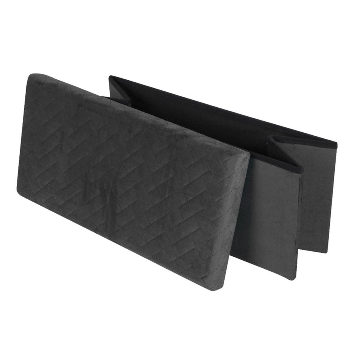 TOILINUX Banc de rangement pliable Kube en velours - Noir