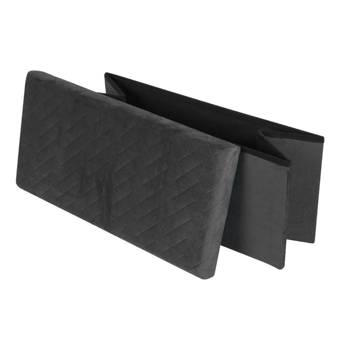 TOILINUX Banc de rangement pliable Kube en velours - Noir