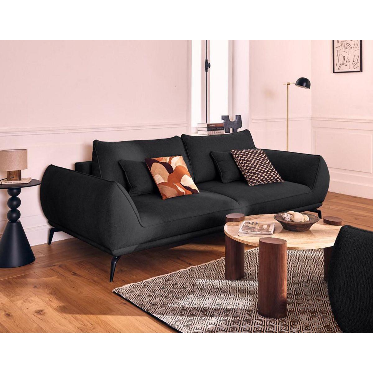 LISA DESIGN Arica - canapé droit 3 places convertible en tissu texturé