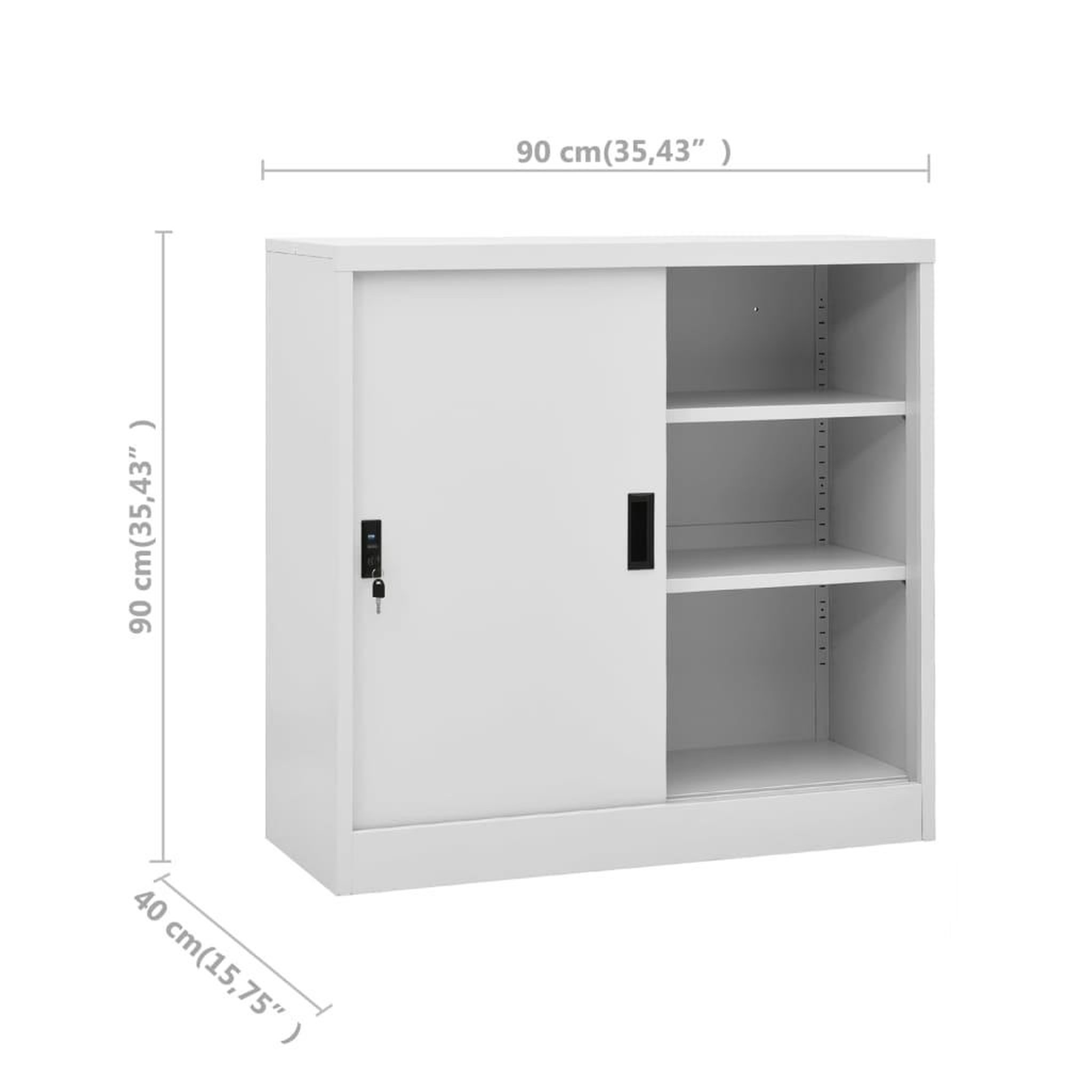 Voir la diapositive 6 : VIDAXL Armoire de bureau porte coulissante Gris clair 90x40x90cm Acier