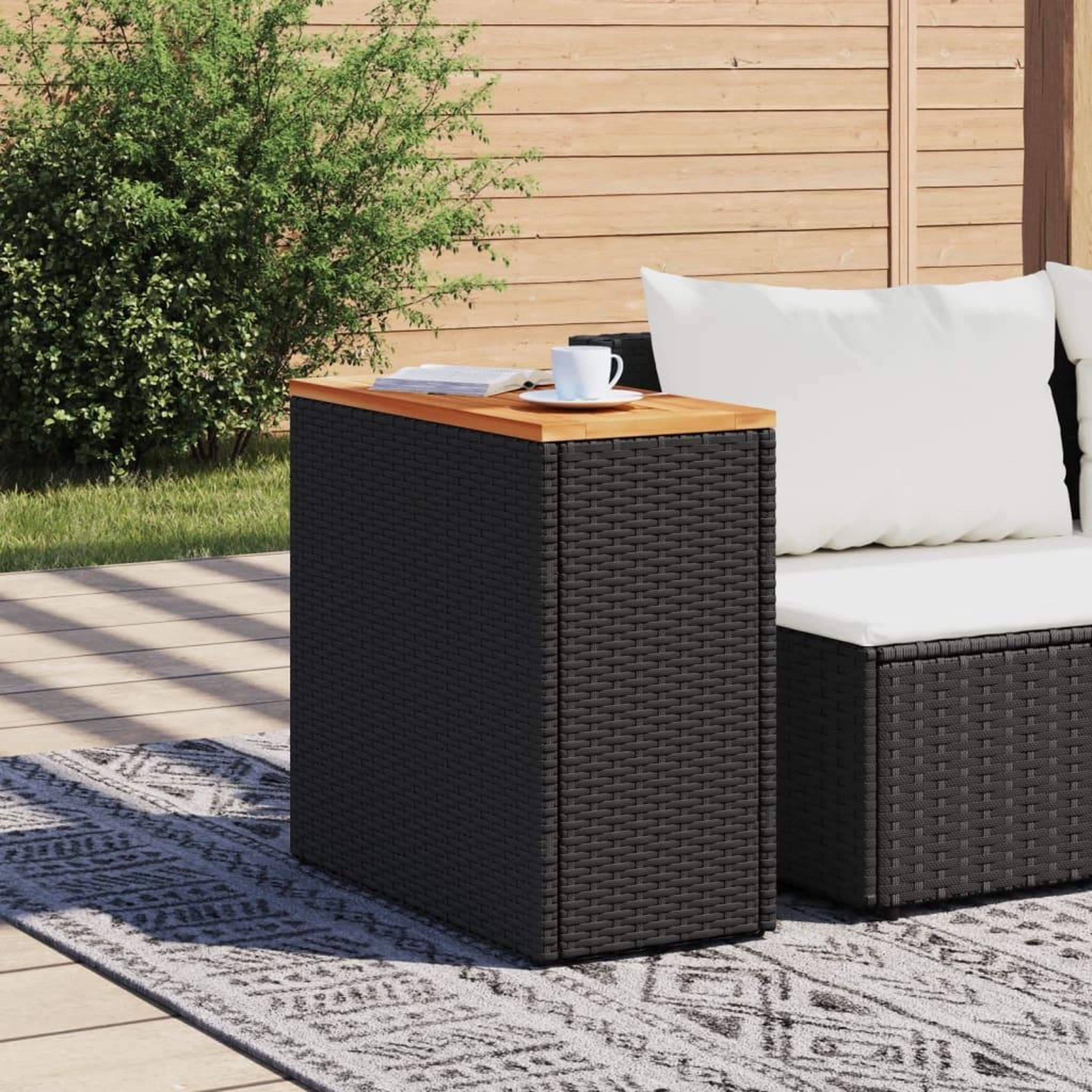 Voir la diapositive 3 : VIDAXL Table d'appoint de jardin dessus en bois noir 58x27,5x55 cm