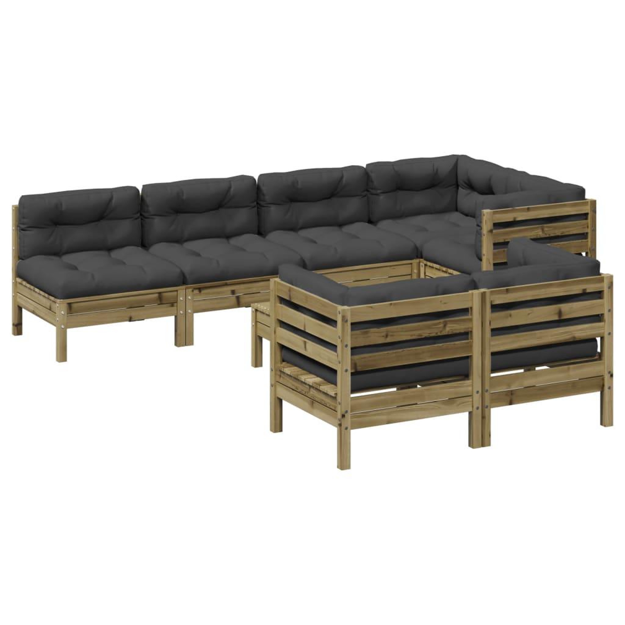 VIDAXL Salon de jardin 8 pcs avec coussins bois de pin impregne