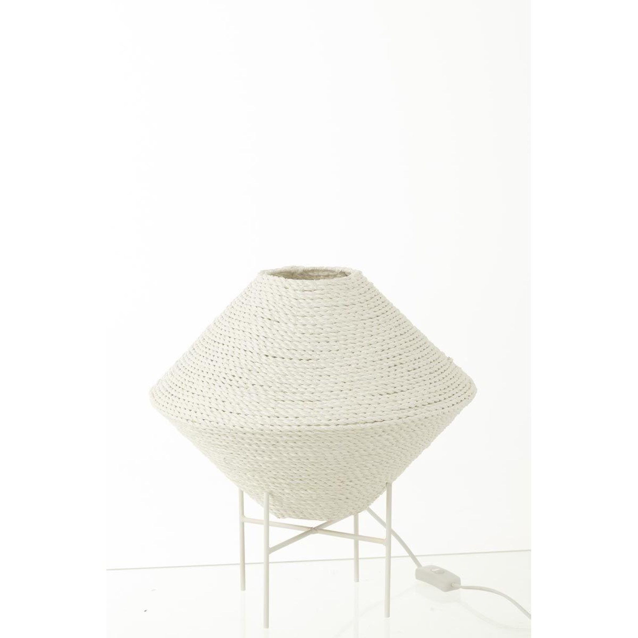 Voir la diapositive 4 : J-LINE Lampe suspension en raphia  soucoupe  35cm blanc