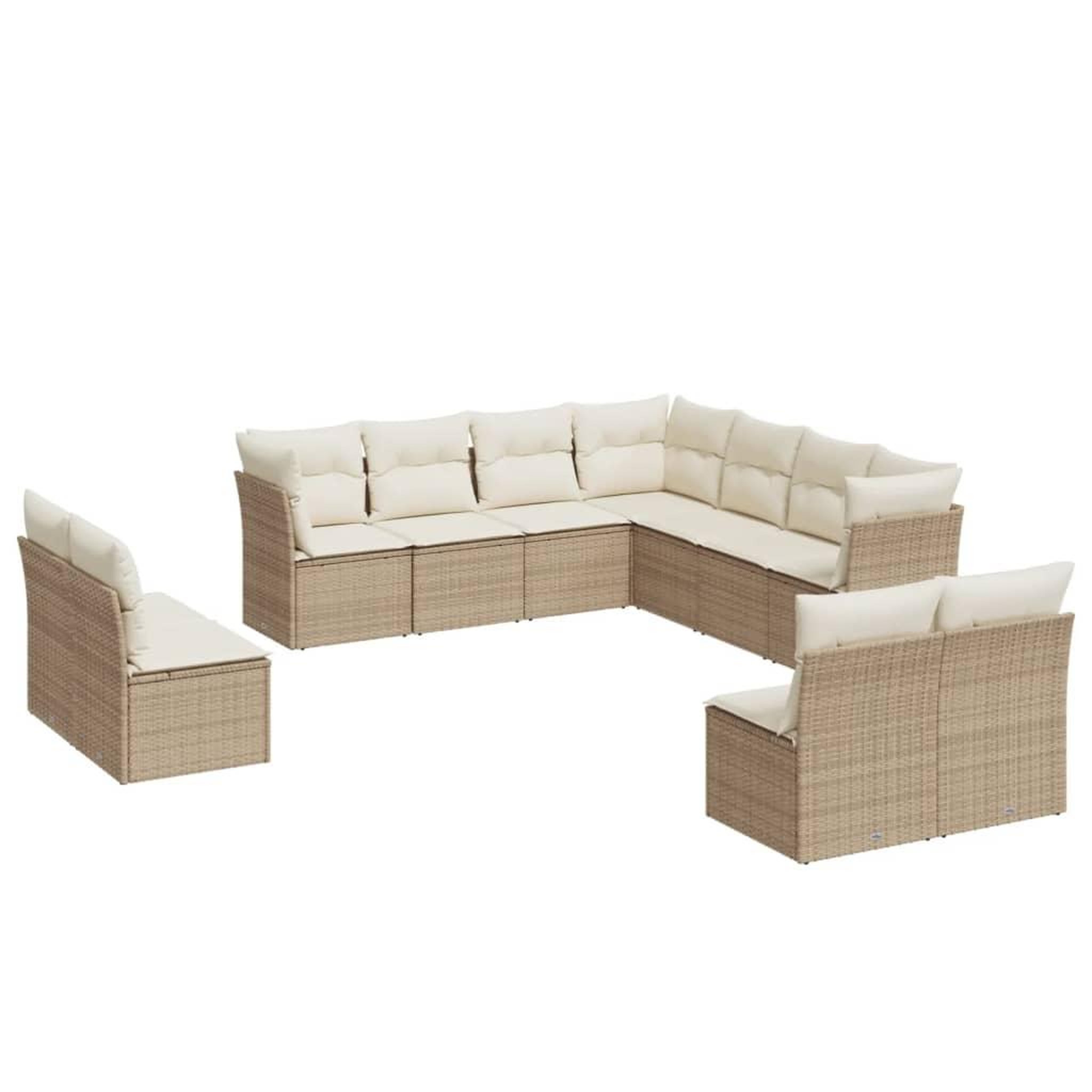 Voir la diapositive 2 : VIDAXL Salon de jardin 11 pcs avec coussins beige resine tressee