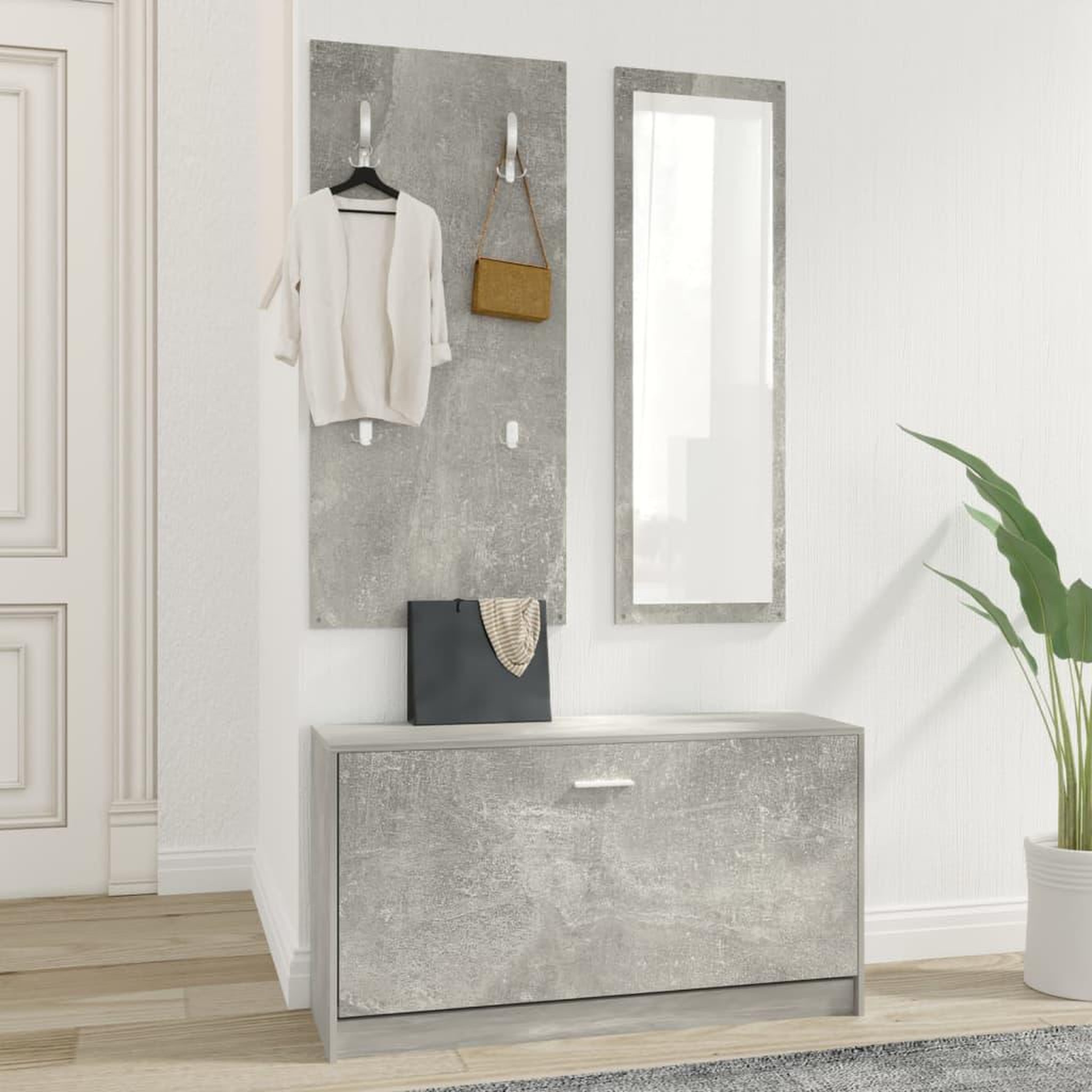 Voir la diapositive 3 : VIDAXL Ensemble d'armoires a chaussures 3-en-1 Gris beton