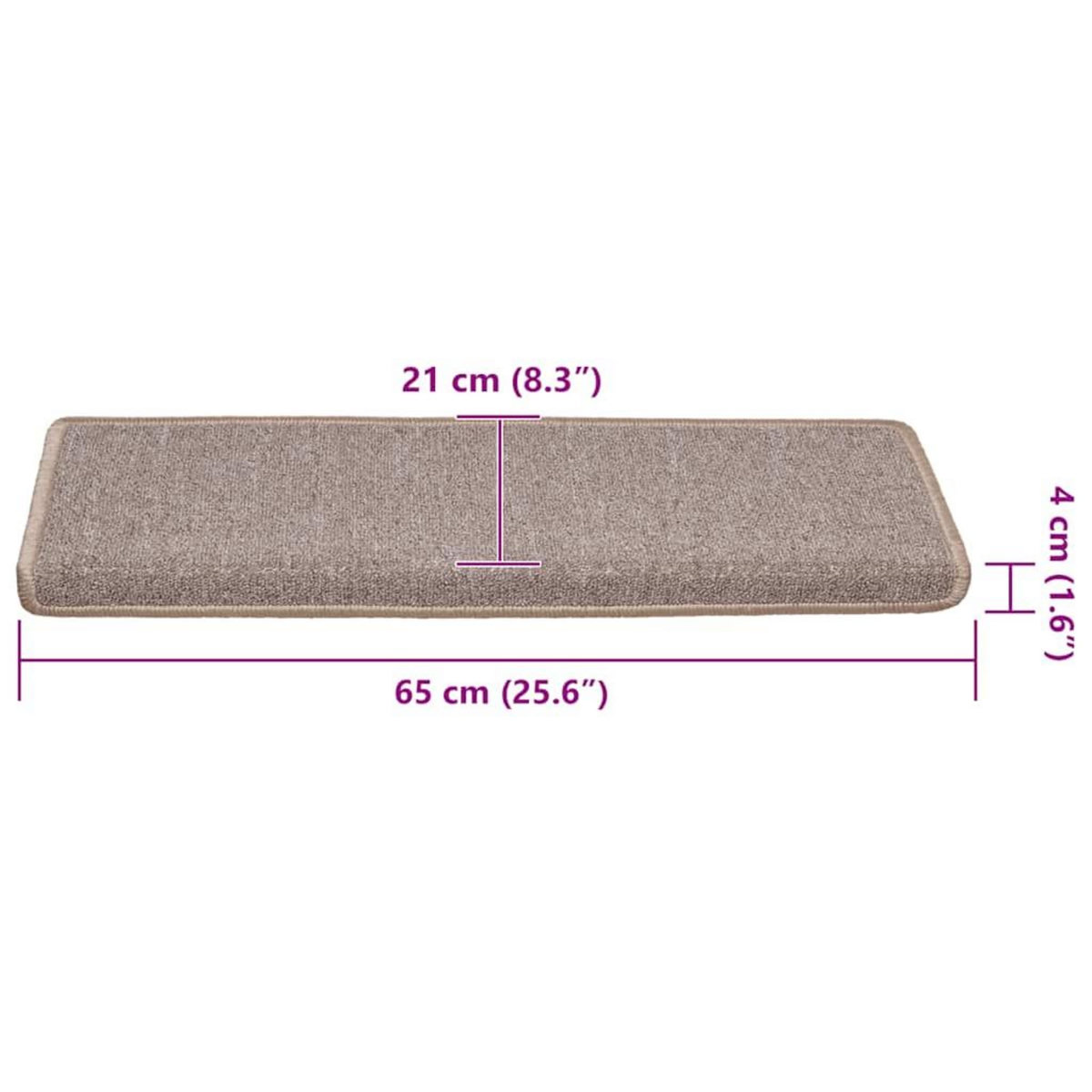 VIDAXL Tapis d'escalier 30 pcs 65x21x4 cm Marron clair